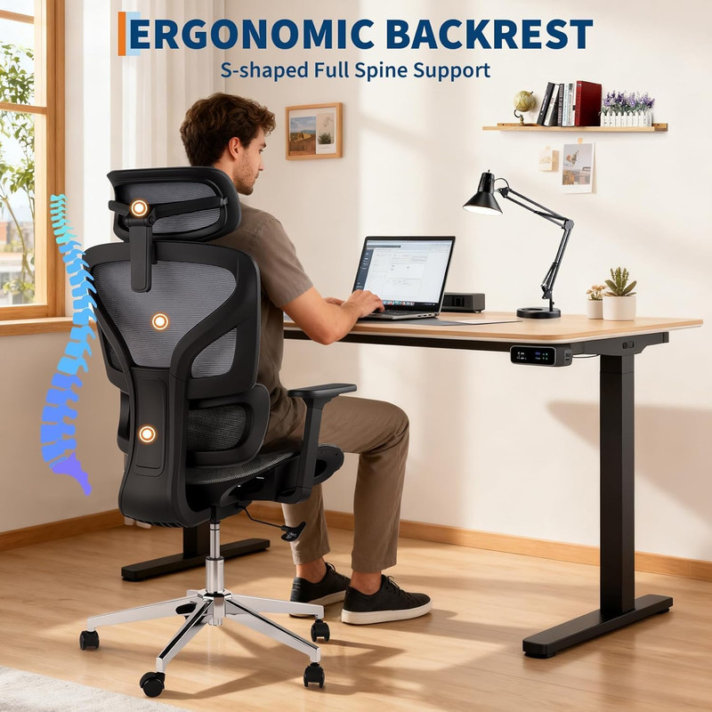 Ergonomic Oversized Office Chair - 440LBS, Adjustable, 3D Armrests, Gray gallery