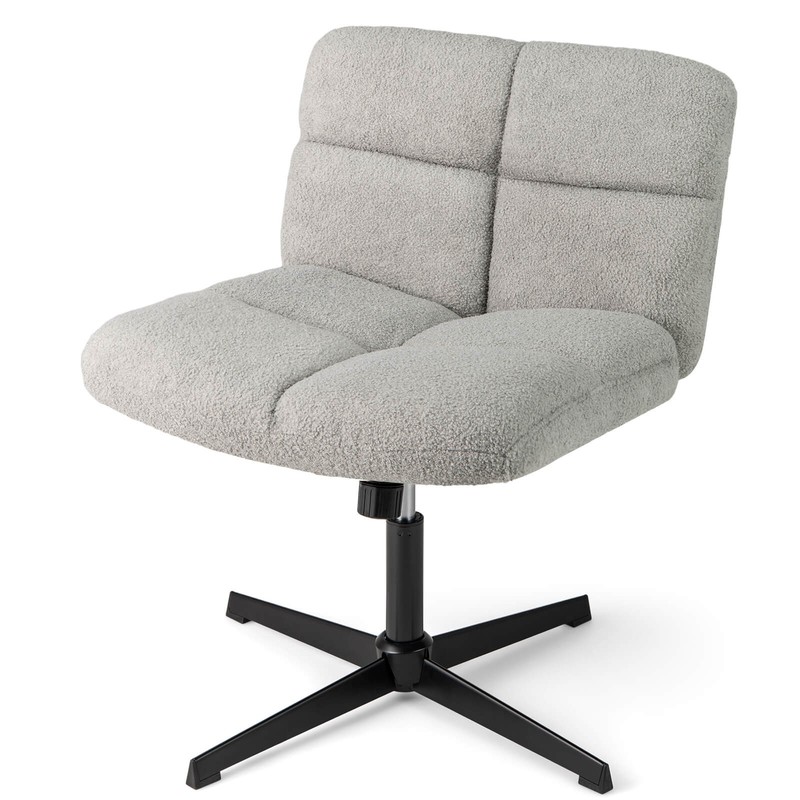 Armless Office Desk Chair Modern Swivel Vanity Chair w/Adjustable Height Grey