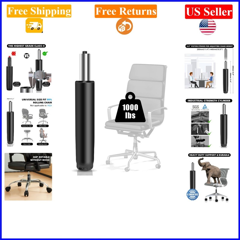 5.5 Inch Heavy Duty Office Chair Gas Lift Cylinder Black, Universal Fit