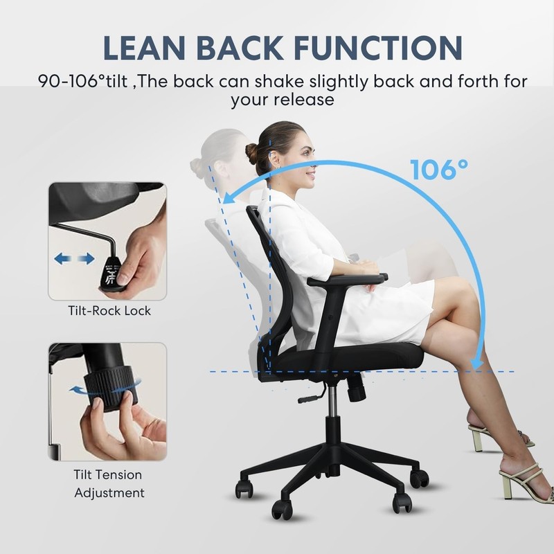 Ergonomic Office Chair Home Mesh Desk Chair with Adjustable Arms - Mid Back C... gallery