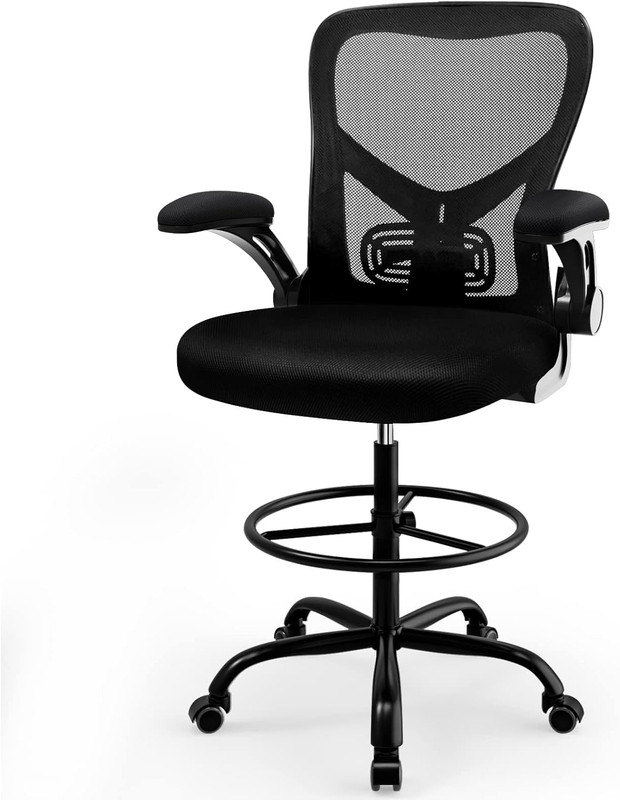 Drafting Chair,Tall Standing Desk Chair Comfortable Office Chair with Foot Ring