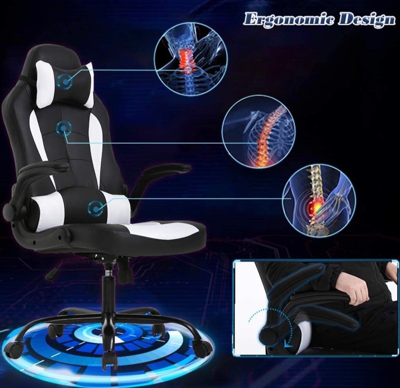 BestOffice Gaming Chair Adjustable For Back Comfort Plus Arm And Head Rests gallery