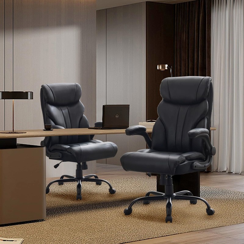 Big and Tall Office Chair Reclining High Back Leather Computer Chair 500LBS gallery