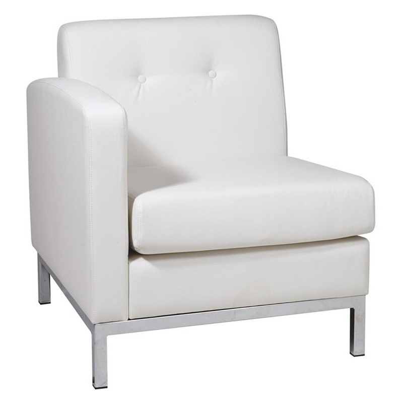 Wall Street Single Armchair LAF White Faux Leather gallery