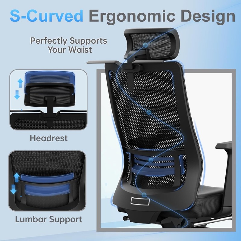 Ergonomic Office Chair with Footrest 145 Recline 350lb gallery