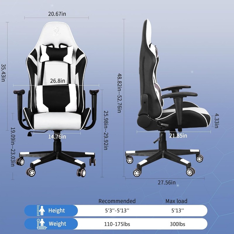 Gaming Chair,Video Game Chair with Massage Lumbar Support, Ergonomic Computer Ch gallery