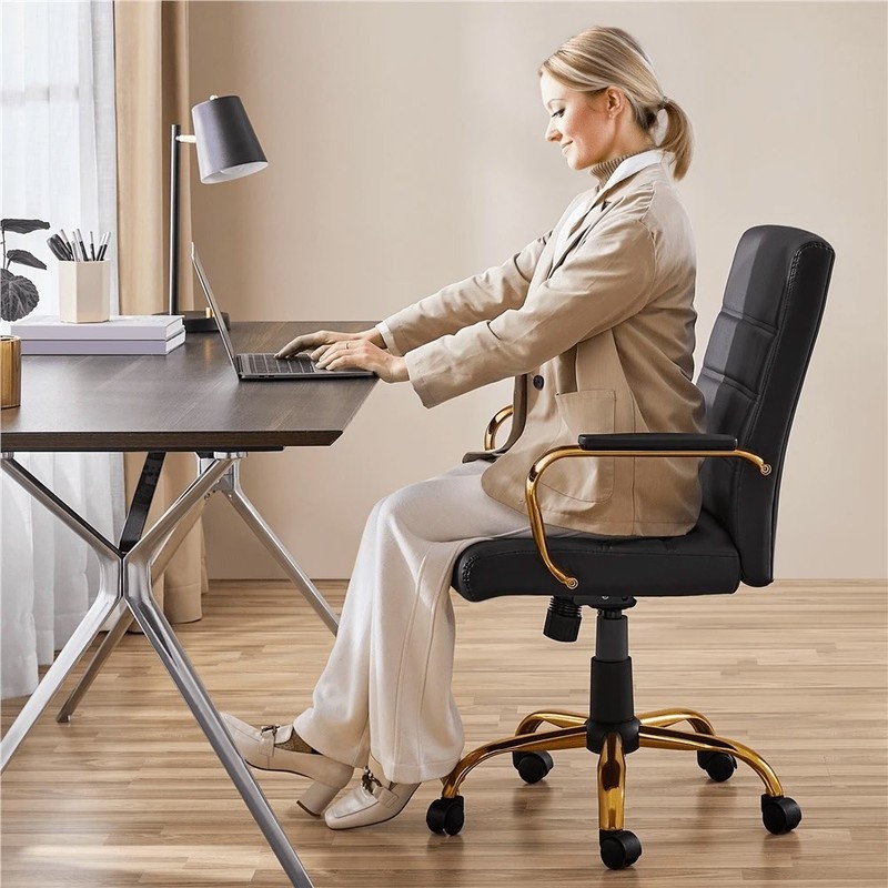 PU Leather Desk Chair Swivel Height Adjustable Office Computer Seat gallery