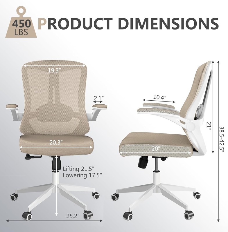 High Back Mesh Desk Chair Ergonomic Khaki gallery