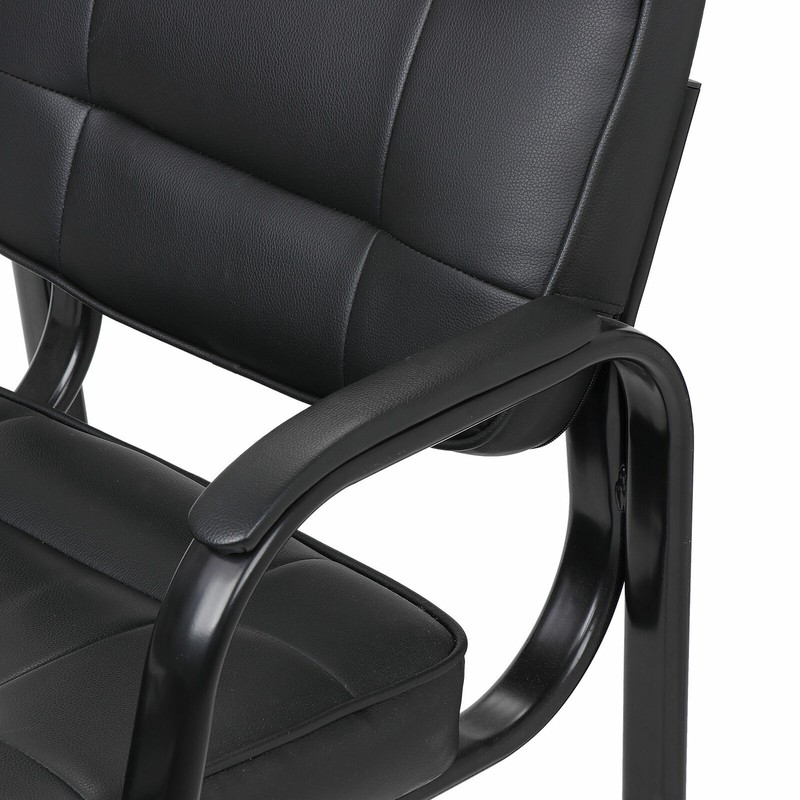 4X Black Guest Chair Side Chair Classic Leather Office Desk Side Chair Reception gallery