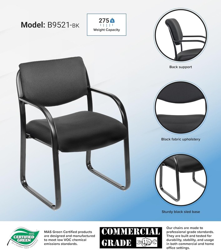 Boss Office Products Fabric Guest Chair in Black gallery