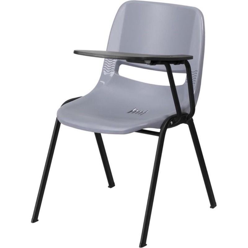 Flash Furniture Plastic Classroom Chair in Gray with Left Arm Tablet