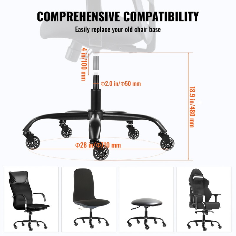 VEVOR Office Chair Base Replacement 28" Swivel Chair Base 2500 lbs 4" Stroke gallery