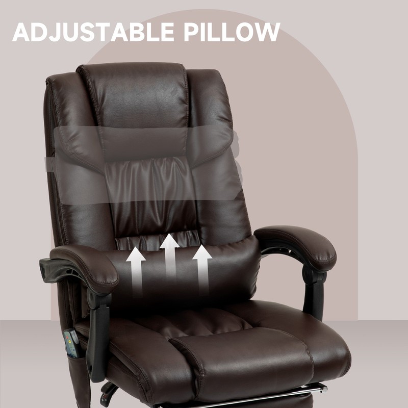 Massage Office Chair, Office Chair with 6 Vibration Points, Brown gallery