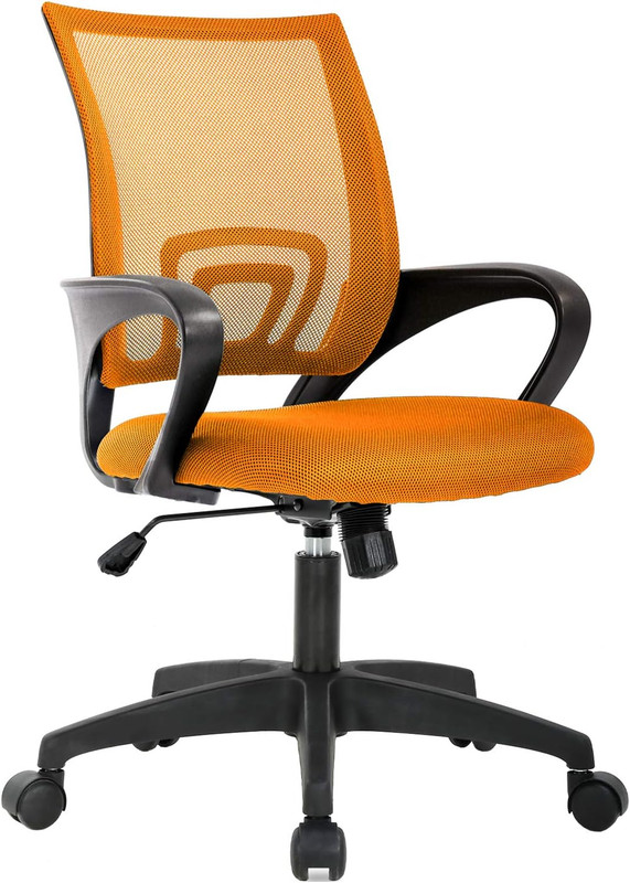Ergonomic Office Chair Mid Back Swivel Desk Chair Lumbar Support Orange