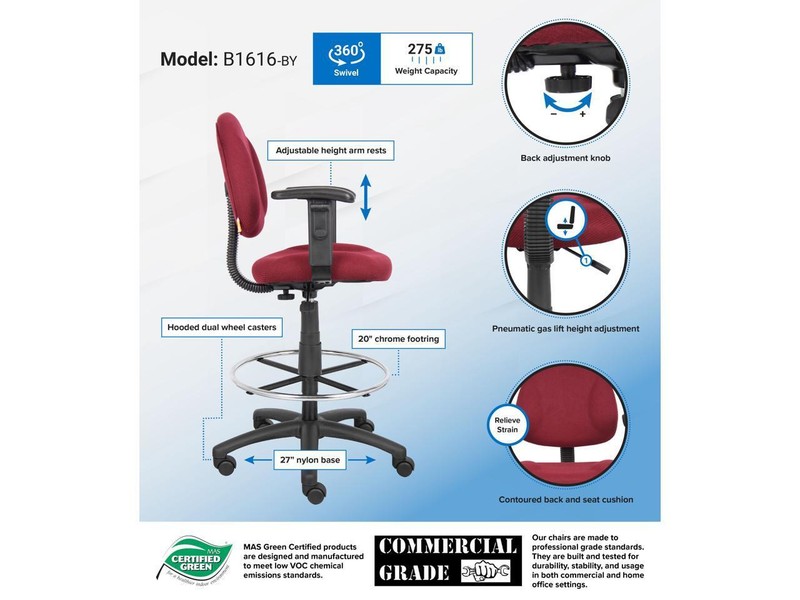 BOSS Office Products B1616-BY Drafting & Medical Stools gallery