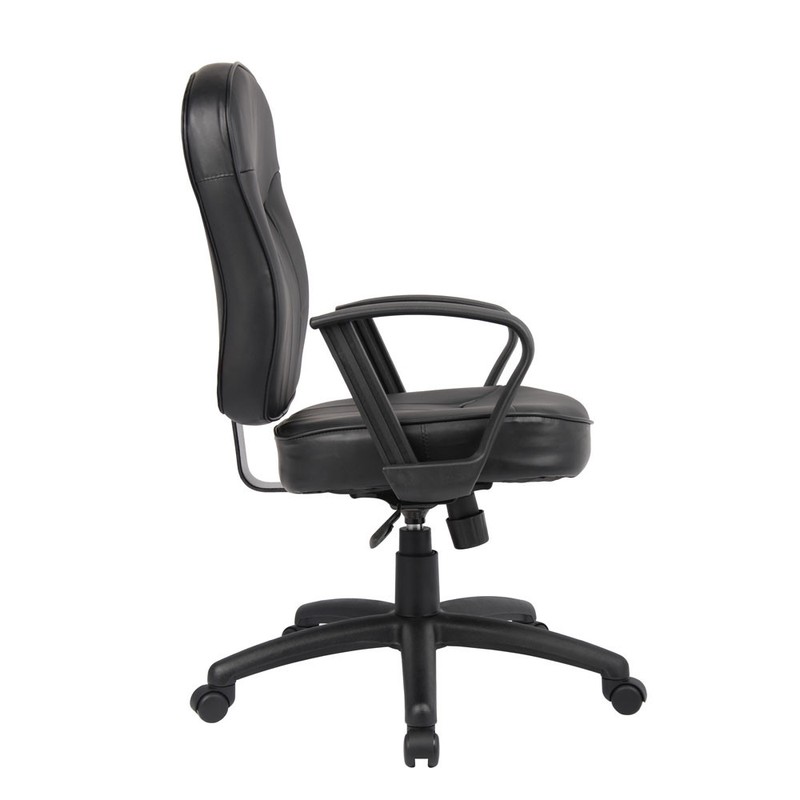 Boss Black Leatherplus Task Chair With Loop Arms - B1562 gallery