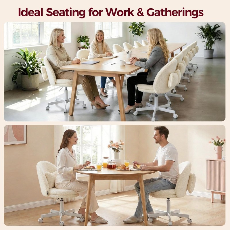 Velvet Tall Office Chair with Wheels Vanity Chairs with Back, Versatile Heigh... gallery