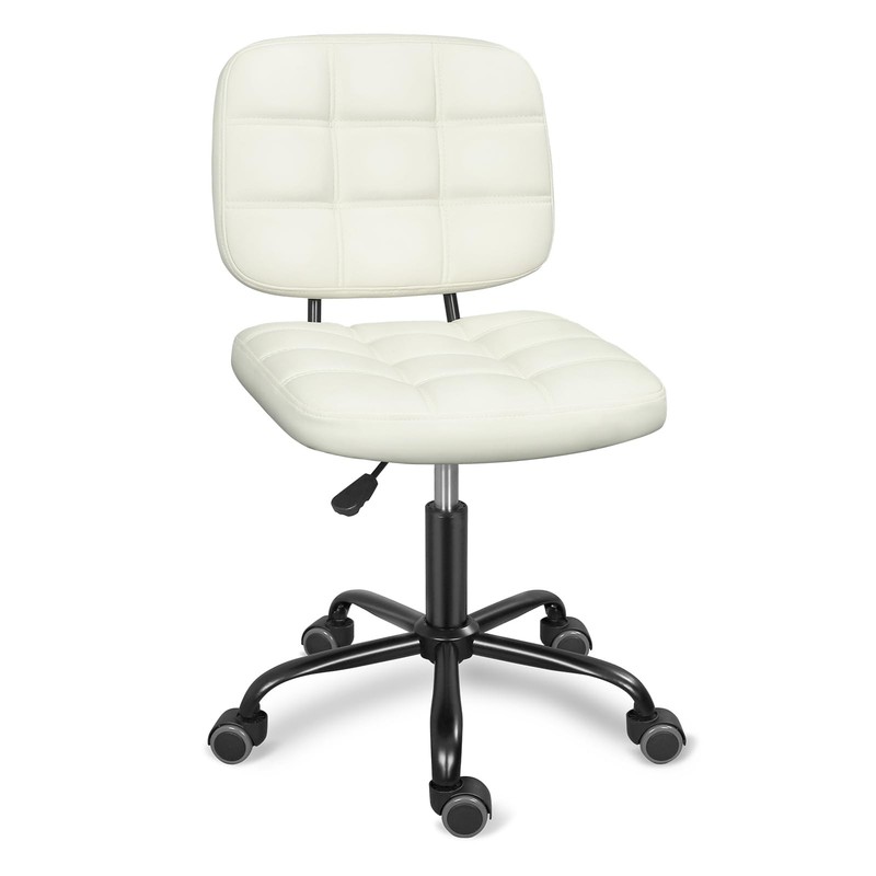 Armless Home Office Desk Chair with Wheels, Modern Ergonomic Drafting Rolling…