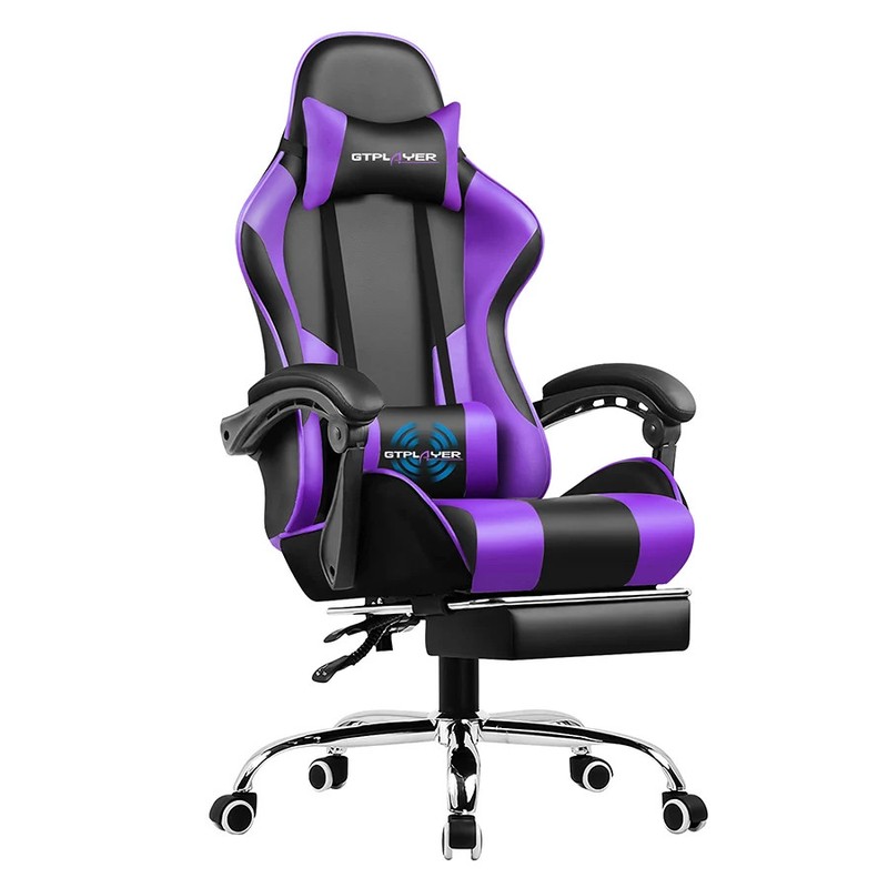 GTPLAYER Gaming Chair with Footrest Lumbar Support Adjustable Height Swivel Seat