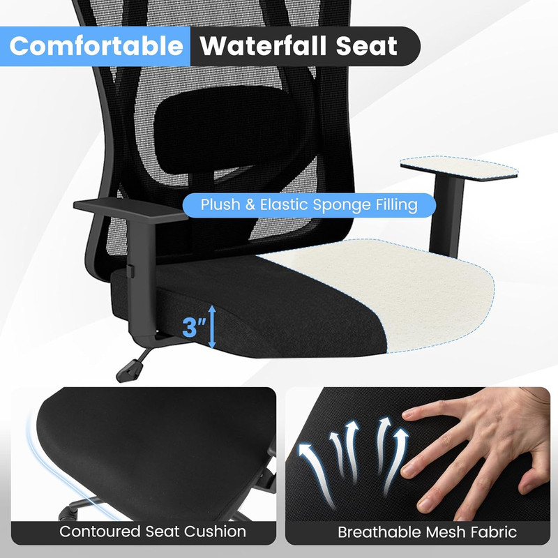 Ergonomic Mesh Office Chair with 3D Headrest & Lumbar Support for Home Office gallery