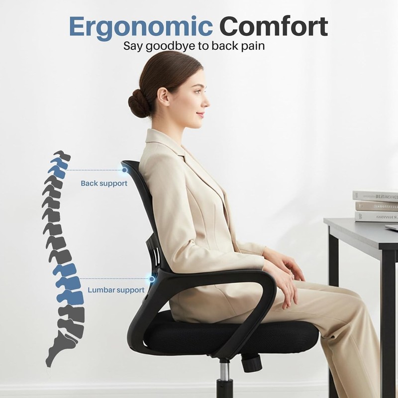 Ergonomic Mesh Office Chair w/Lumbar Support&Rocking Mode,Swivel Computer Chair gallery