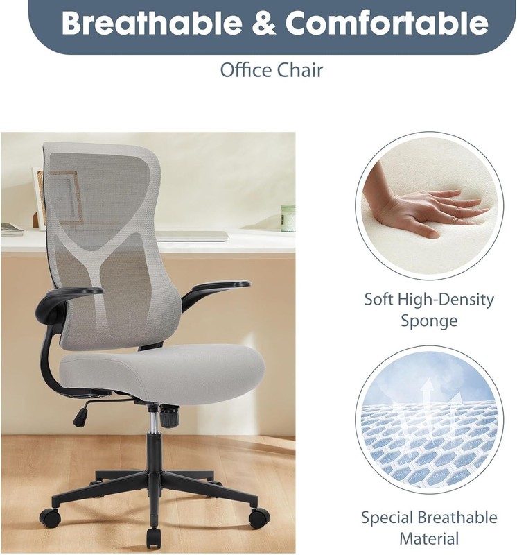 HOMEFLA Ergonomic Flip-up Arms Mesh Office Chair High Back Desk Chair with Wheel gallery