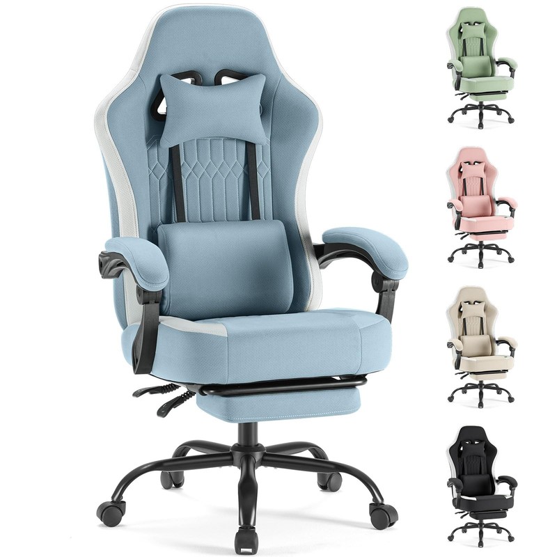 Video Game Chair – High Back Ergonomic Computer Desk Chair with Footrest & Lu…