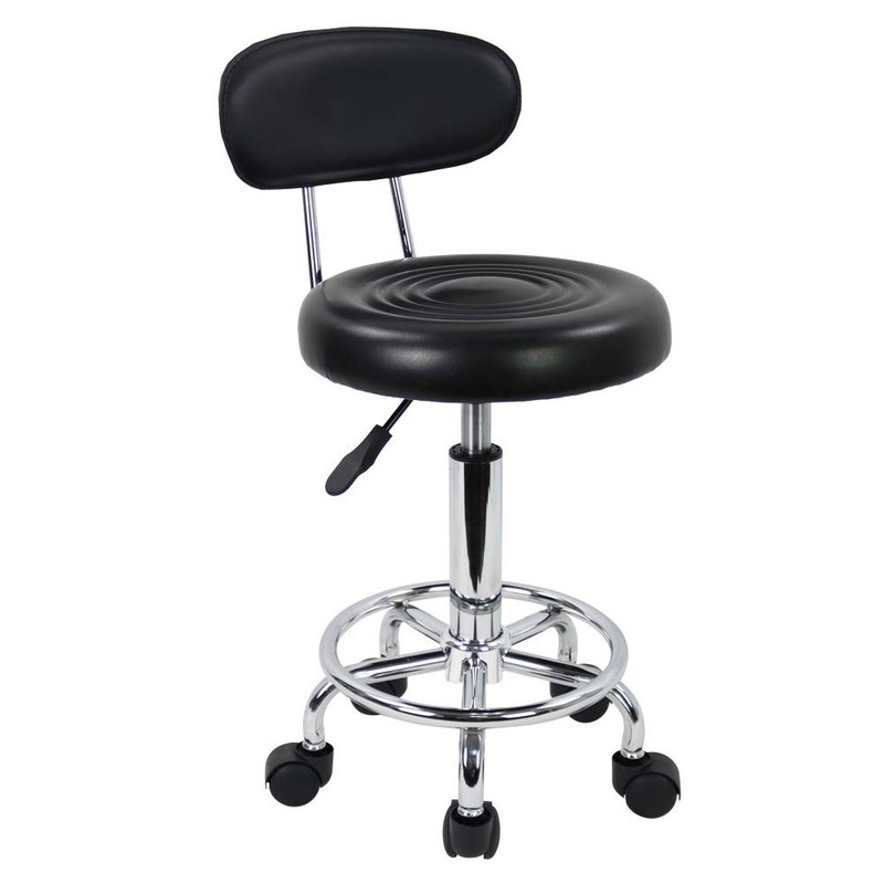 KKTONER PU Leather Modern Rolling Stool with Low Back Height Small, Black gallery
