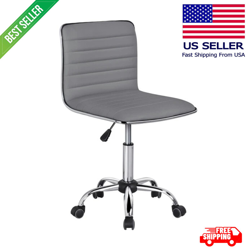 Armless Ribbed Office Chair Low Back Swivel Task Chair with Wheels for Desk