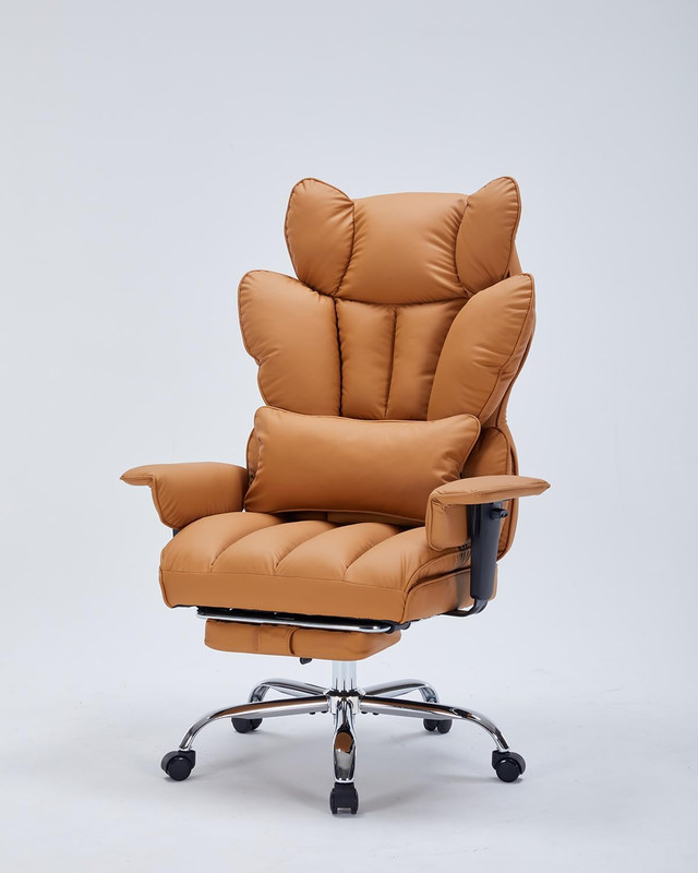 Big & Tall Ergonomic Office Chair with Footrest, 400Lbs, Brown Leather gallery