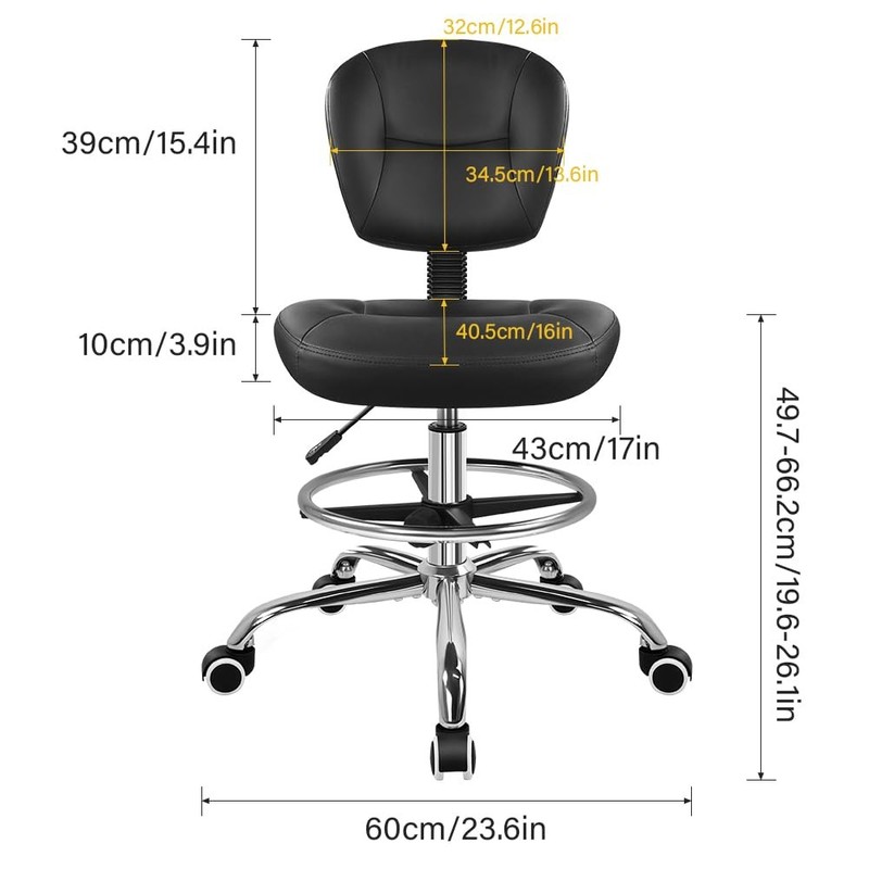 Drafting Chair with Back Footrest Adjustable Office Stool Chair 360 Swivel Ro... gallery