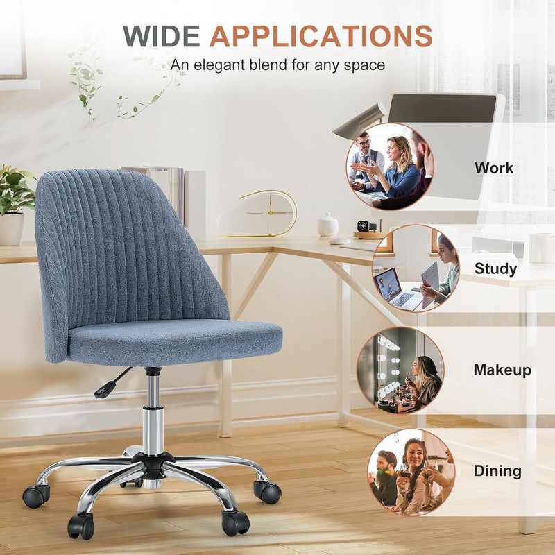 Office Chair, Comfy Desk Chair Rolling Vanity Swivel Task Chairs with Wheels, Wi gallery