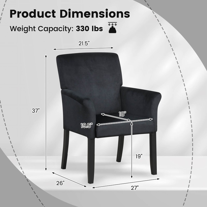 2PCS Executive Guest Chair Waiting Room Arm Chair w/Rubber Wood Legs Black gallery