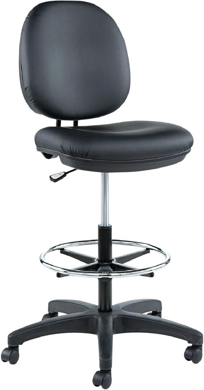 Black PVC-Free Faux Leather Swivel Task Stool for Comfortable Seating