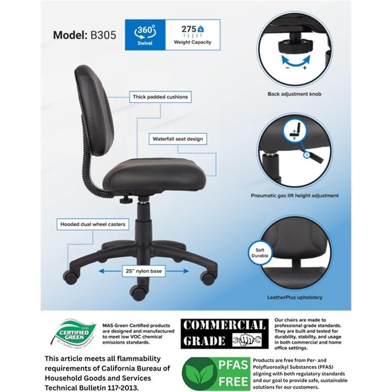 Scranton & Co LeatherPlus Posture Chair with Lumbar Support in Black gallery