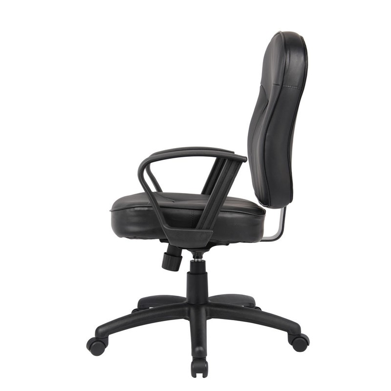 Boss Black Leatherplus Task Chair With Loop Arms - B1562 gallery