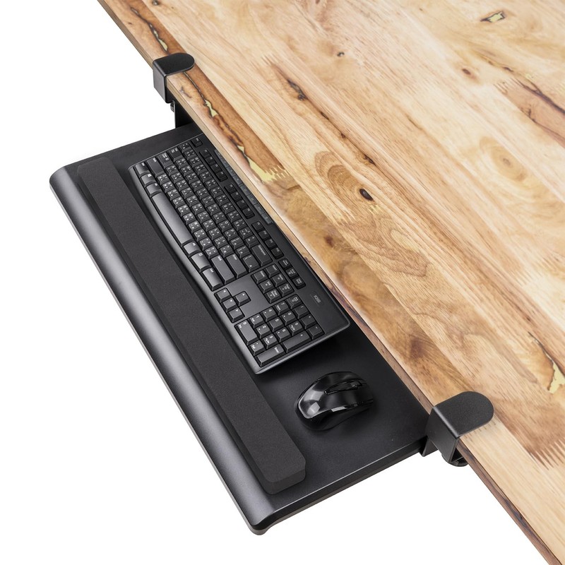 Large Ergonomic C-Clamp Keyboard Tray Mount Under Desk with Wrist Rest, Slide...