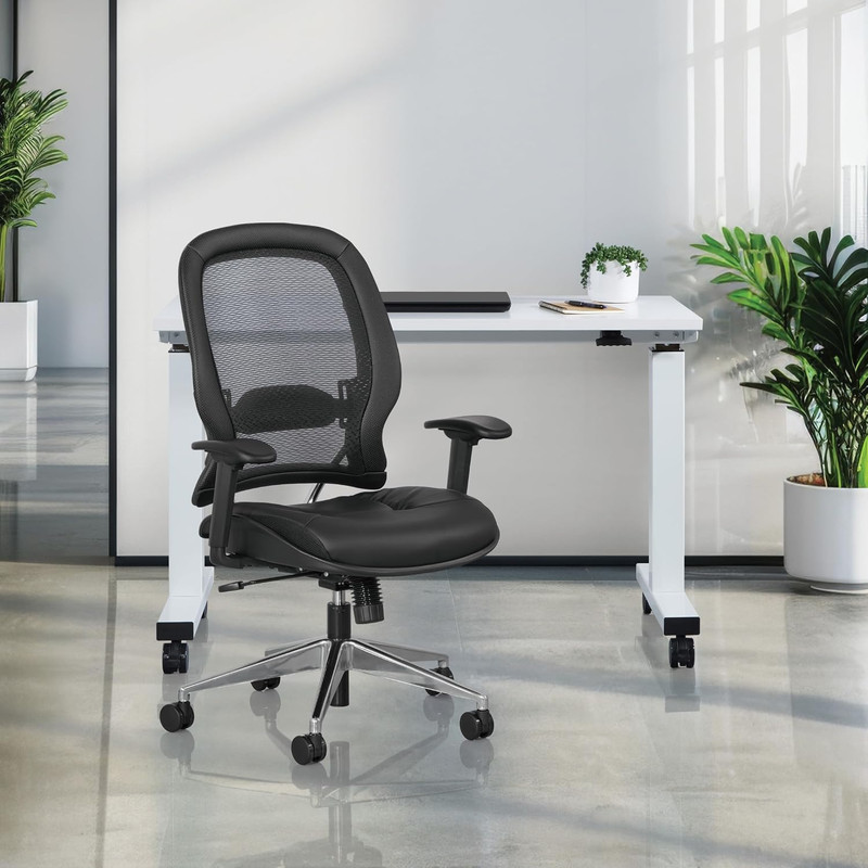 Professional Adjustable Office Chair with Padded Leather Seat and Aluminum Base gallery
