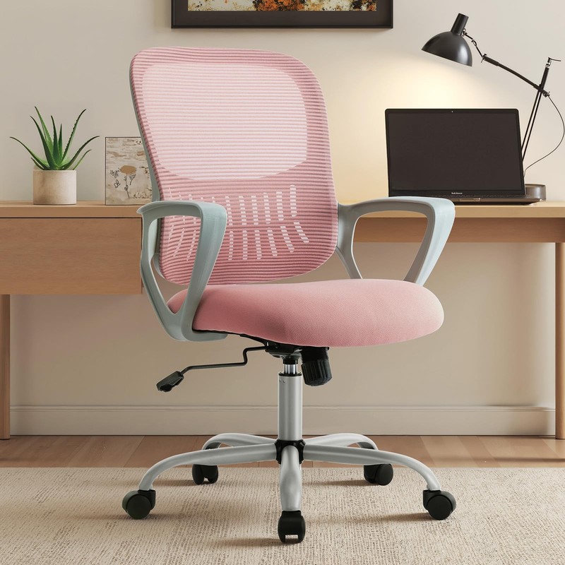 Home Office Chair, Mid Back Computer Ergonomic Mesh Desk with Large Seat, Exe…