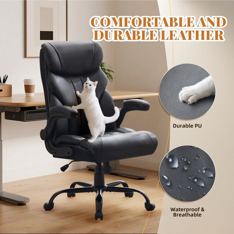 Big and Tall Office Chair Reclining High Back Leather Computer Chair 500LBS gallery