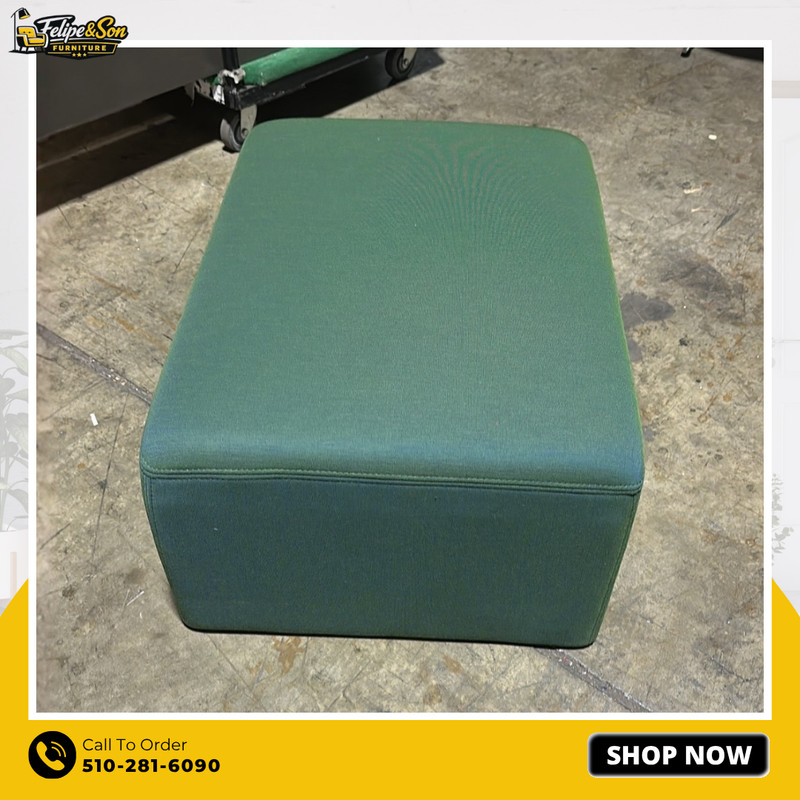 Preowned Green Square Fabric Ottoman Modern Stool Collaborative Seating