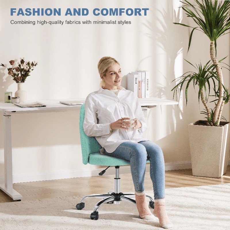 Armless Modern Desk Chair Adjustable Height Rolling Task Chair 250lb Capacity US gallery