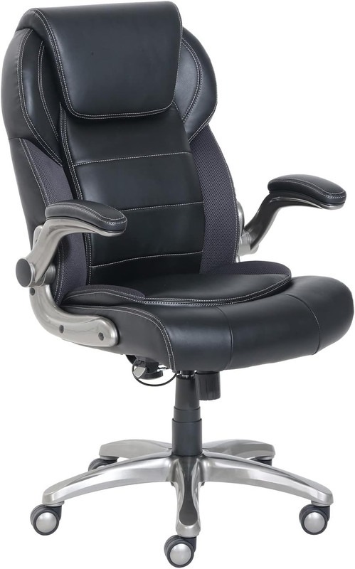 Ergonomic High-Back Office Chair with Flip-Up Arms, Adjustable Lumbar Support, H