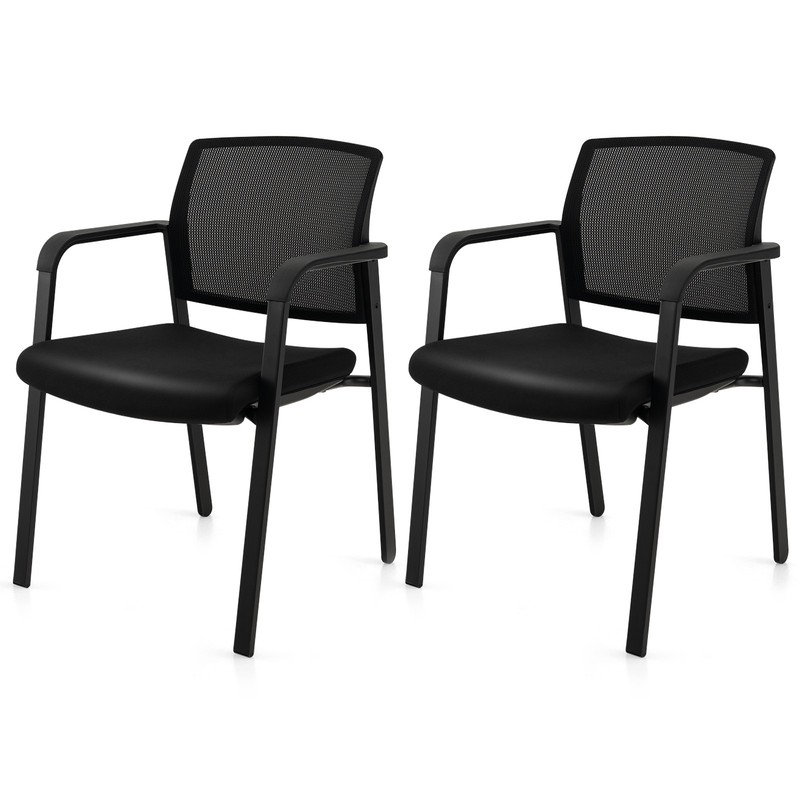 Set of 2 Conference Chairs Stackable Office Guest Mesh Chairs for Waiting Room
