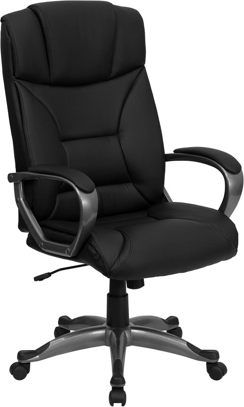 Ergonomic High Back Black Leather Executive Swivel Office Chair with Arms