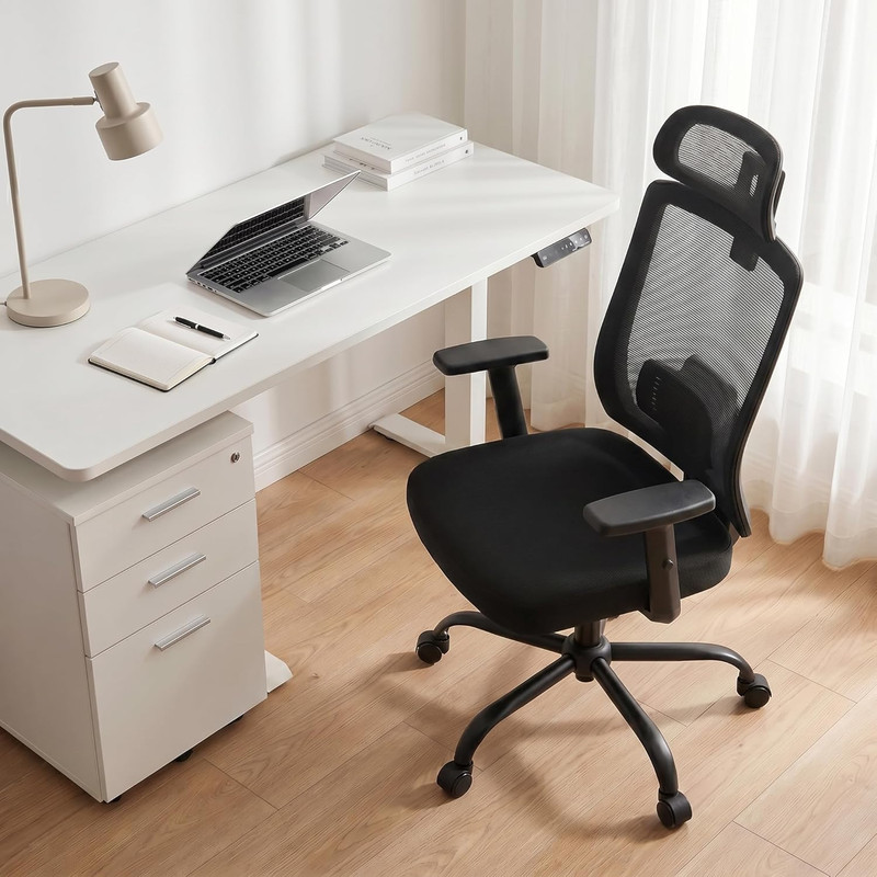 Ergonomic Mesh Office Chair with Headrest and Adjustable Flip-Up Arms