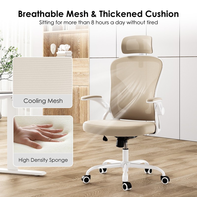 Ergonomic Home Office Chair Mesh Headrest Adjustable Lumbar Support Tilt Recline gallery