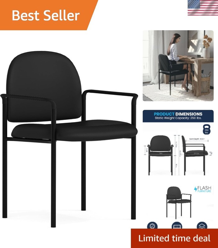 Tiffany Stackable Padded Reception Chair – Elegant Black Vinyl for Waiting Areas