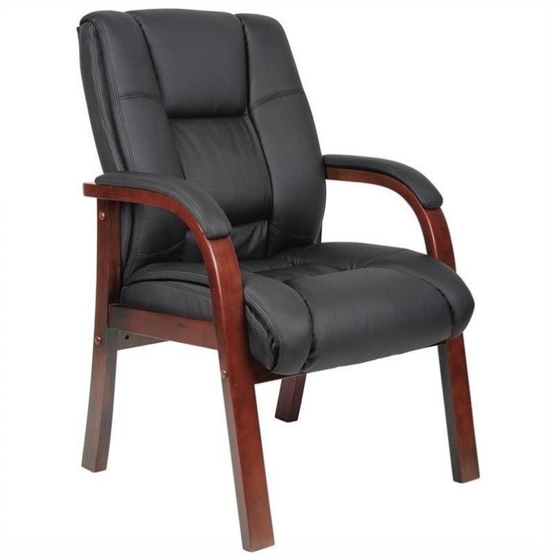 Scranton & Co Mid Back CaressoftPlus Guest Chair with Cherry Wood Finish