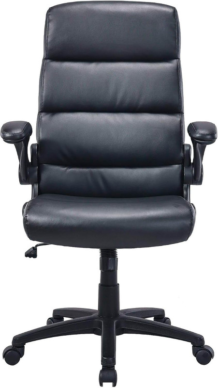 Colline High-Back Office Chair, Leather, Flip-Up Arms, 360° Swivel, Black gallery